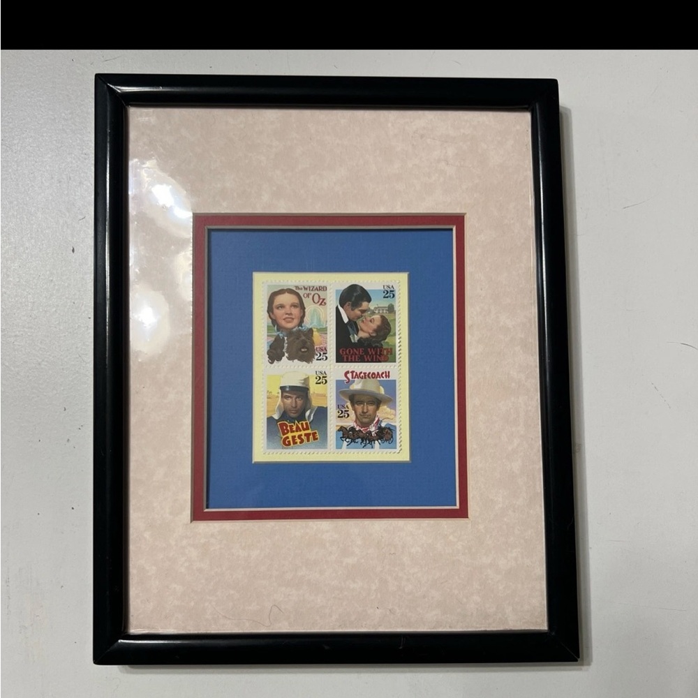 Framed Stamp Collection with Black Frame